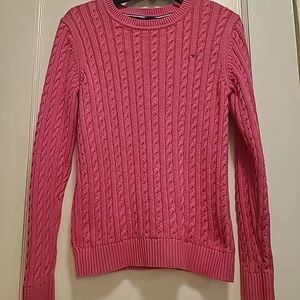 Tommy Hilfiger Pink Cable Knit Crewneck Sweater